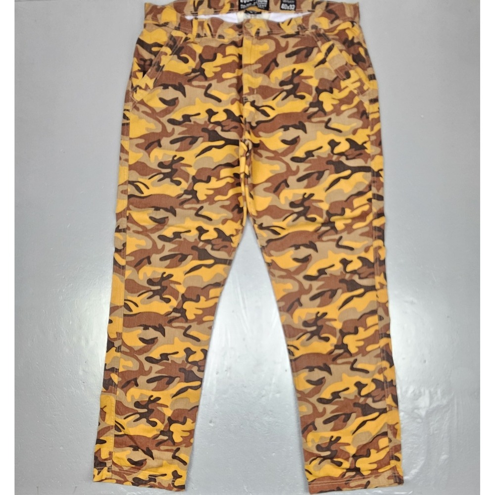 Evolution Camo Pants Mens 40x32 Twill Orange Brown Regular Fit Straight Leg